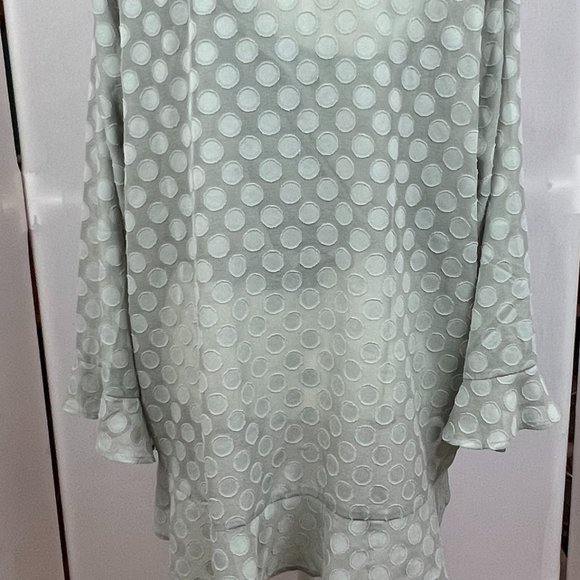 Soft Surroundings Sage Green Popover Tunic Circle Pattern Ruffle Hemline size XL - Picture 9 of 12